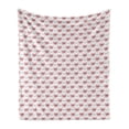 thumbnail image 1 of Romantic Soft Flannel Fleece Throw Blanket, Valentine's Day Hearts Along Xoxo Letters Love Themed Teenage Birthday, Cozy Plush for Indoor and Outdoor Use, 50" x 60", Pale Pink and White, by Ambesonne, 1 of 5