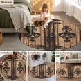 thumbnail image 5 of Round Rugs 5Ft, Barn Door Round Area Rug Washable Indoor Throw Carpet, Farmhouse Wooden Grain Rustic Tribal Pattern Soft Non Slip Circle Rug for Cabinet Bathroom Home Decor Aesthetic, 5 of 8