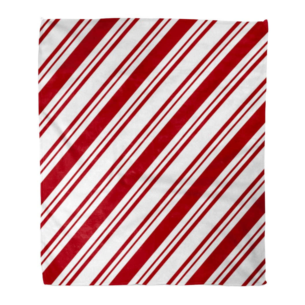 KDAGR Throw Blanket 58x80 Inches Candy Red White Diagonal Stripes Cane
