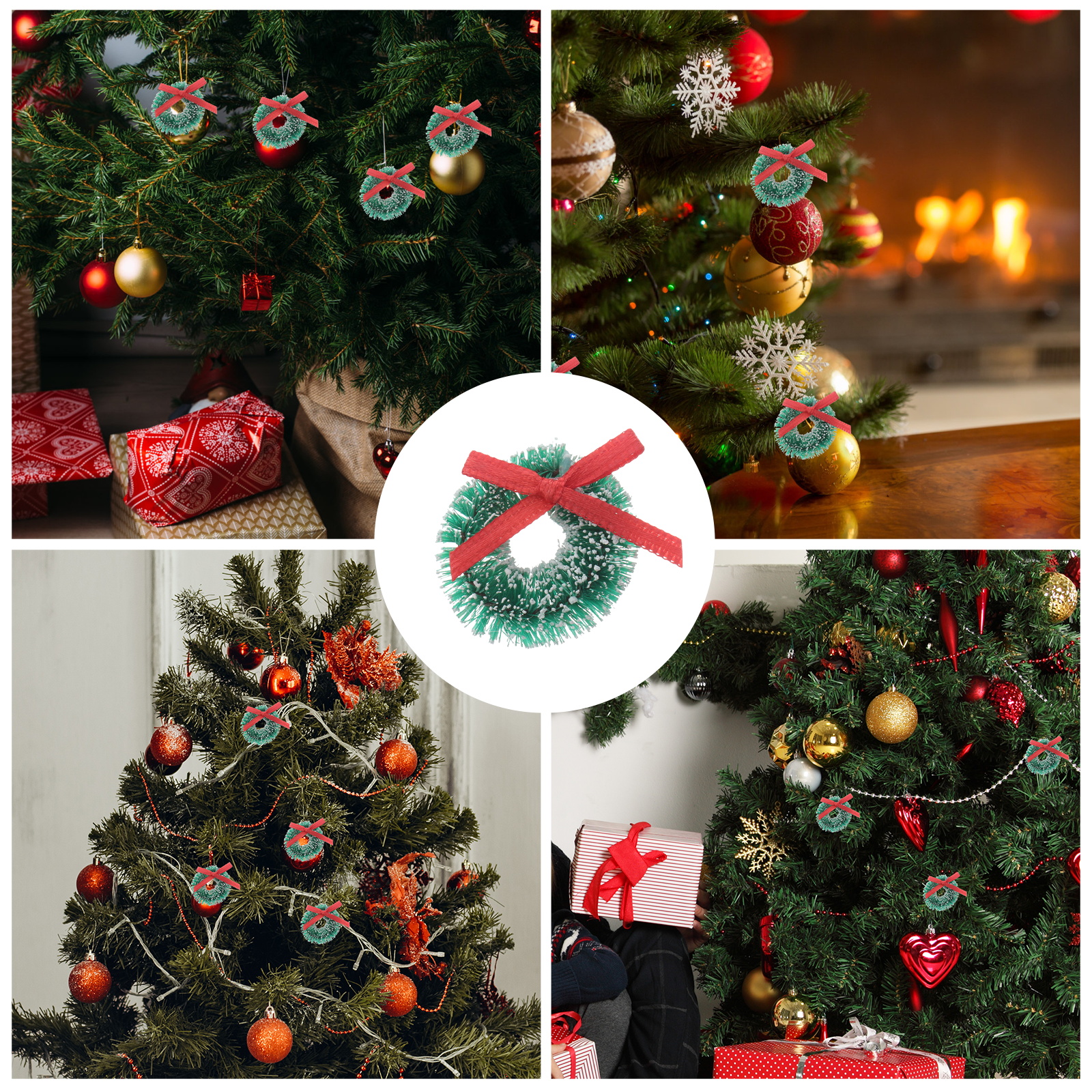 12 Pcs Christmas Wreath Hanging Garland The Candle Tree Bow Tie ...