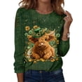thumbnail image 2 of St Patricks Day Outfits Women,Women's Casual Long Sleeve Round Neck Shamrock Printed Graphic Plus Size Tops, 2 of 5