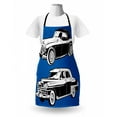 thumbnail image 3 of Cars Apron, Black and White Vintage Cars on Navy Blue Backdrop Classic Old Vehicles, Unisex Kitchen Bib with Adjustable Neck for Cooking Gardening, Adult Size, Navy Blue Black White, by Ambesonne, 3 of 4