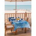 thumbnail image 2 of Outdoor Tablecloth with Umbrella Hole for Patio/Picnic/Party/Camping, Ocean Coral Waterproof Table Cloth Rectangle Table Cover Washable, Summer Seashells Conch Starfish Ombre Blue (54"x 80"), 2 of 8