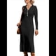 thumbnail image 1 of Vestido de Mujer de Larga con Cuello en V, Suéter de Punto Acanalado con Botones, Corte Entallado, Elegante, Hasta el Suelo Negro L, 1 of 8
