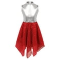 thumbnail image 3 of IEFIEL Girls Praise Lyrical Dance Dress Sleeveless Bronzing Bodice Liturgical Worship Dance Costume Red 6, 3 of 7