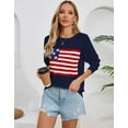 thumbnail image 3 of American Flag Graphic Sweaters for Women Casual 4th of July Crew Neck Sweater Long Sleeve Lightweight Knit Pullover Sweater Shermie, 3 of 6