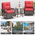 thumbnail image 7 of Sunmthink 3 Pcs Outdoor Wicker Swivel Rocker Patio Set,360 Degree Swivel Rocking Chairs Elegant Wicker Patio Bistro Set with Premium Cushions and Armored Glass Top Side Table for Backyard -Red, 7 of 7