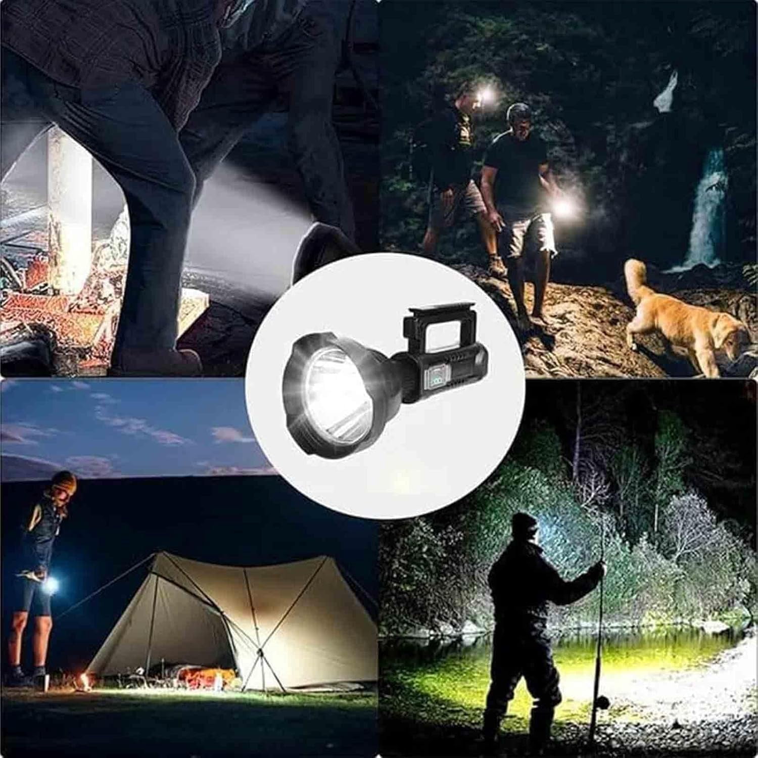 Ms32 Flashlight 200000 Lumens, Super Bright LED Searchlight with Tripod, Handheld Spotlight for Camping, Spotlight, Multifunctional Night Fishing Camping Light, Worlds Brightest Flashlight (Small)