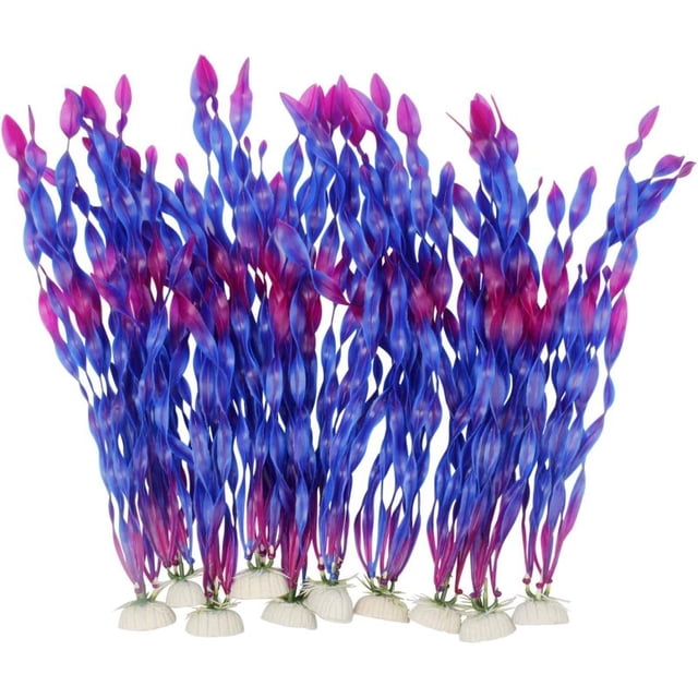 Plantas de agua de algas artificiales para acuario, decoraciones de plantas de pecera de plástico, 10 piezas (púrpura) para decoraciones de peceras