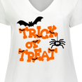 thumbnail image 4 of Inktastic Halloween Trick-or-Treat with Spider and Bats Women's Plus Size V-Neck T-Shirt, 4 of 5
