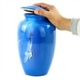 thumbnail image 2 of 10" Aluminum Metal Cremation Urn for Cremated Human Ash Remains Storage | Beautiful Artwork Printed Funeral Pot & Cremation Jar (Feathered Blue), 2 of 4