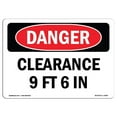 thumbnail image 1 of SignMission OS-DS-A-1824-L-2469 18 x 24 in. OSHA Danger Sign - Clearance 9 Ft 6 In, 1 of 1