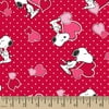 Snoopy Valentine Heart Toss, Red, 100 Percent Cotton, 43/44"W, Fabric by the Yard