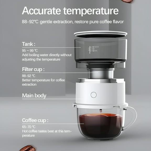 HIBIBUD Drip Type Coffee Machine Coffee Maker Battery Powered Coffee Brewer for Office Kitchen Camping