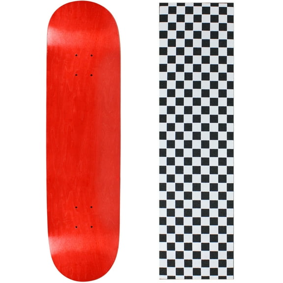 Skateboard Deck Pro 7-Ply Canadian Maple STAINED RED With Griptape 7.5" - 8.5"