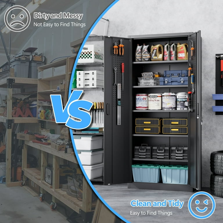 GangMei 71 Inches Tall Metal Garage Storage Cabinets with 5