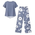 thumbnail image 5 of Women's Capri Sets 2 Piece Outfits Casual Wide Leg Crop Pants and Top Matching Set Summer Holidays Beach Clothes, 5 of 6