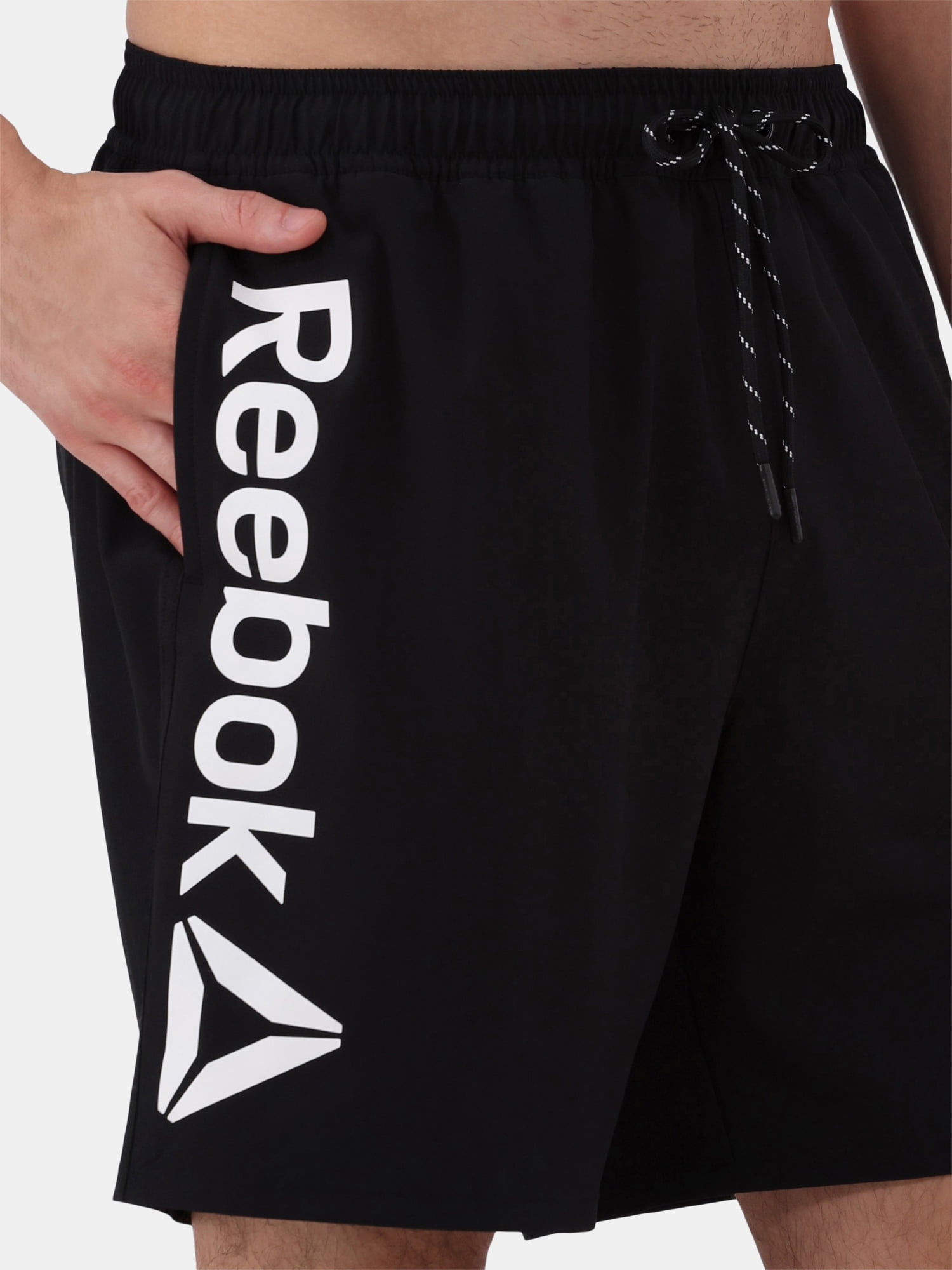Reebok Men's & Big Men's Solid Logo Swim Trunks with Compression Liner and UPF 50+, 7" Inseam, Sizes S-2XL