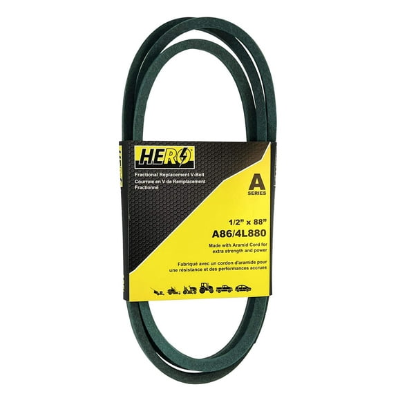 HERO® 1/2 inch x 88 inch Aramid Kevlar Lawn Mower Belt Replacement For Reference A86 4L880