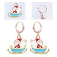 thumbnail image 3 of 1 Pair Christmas Santa Sleigh Ear Jewelries Alloy Silver Ear Rings, 3 of 9