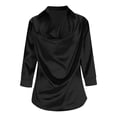thumbnail image 5 of Aboser Evening Party Shirts for Women Business Casual Cowl Neck Blouses Silky Satin Formal Tops Dressy 3/4 Sleeve Work Shirt Loose Fit Collared Blouse, 5 of 9