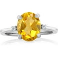 thumbnail image 2 of 925 Sterling Silver Yellow Citrine Engagement Ring For Women (3.51 Cttw, Cushion Cut 10MM, Gemstone Birthstone,, 2 of 3