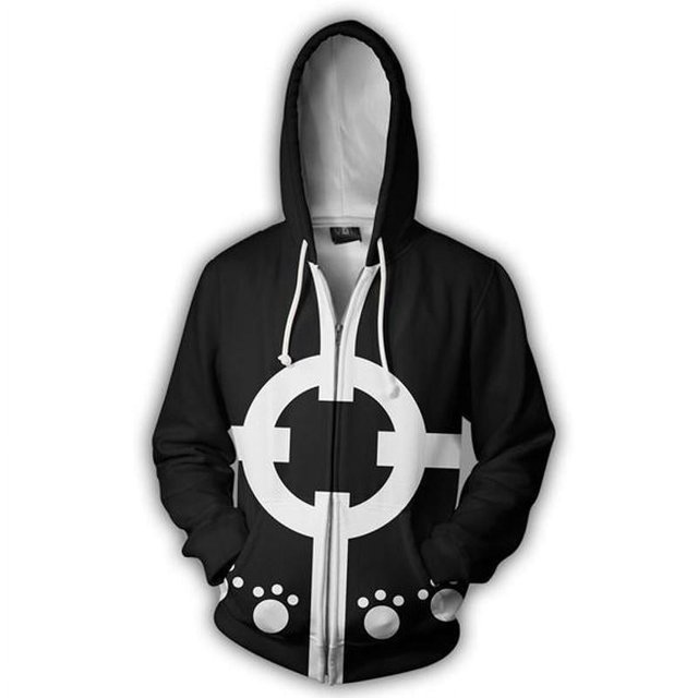 Veste à Capuche Zippée Imprimée 3D d'Anime en une Seule Pièce