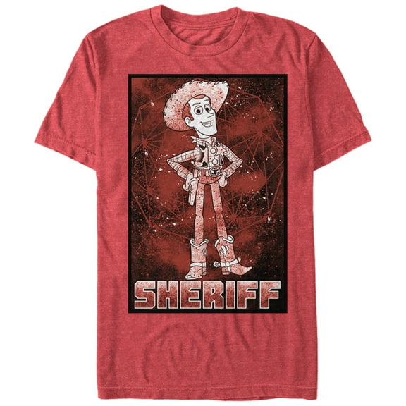 Men's Toy Story Sheriff Woody Poster Graphic Tee Red Heather Medium