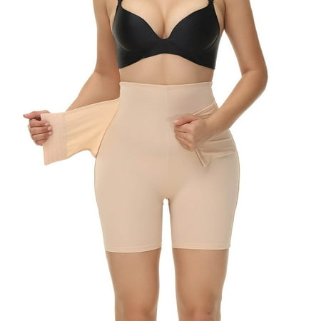 

qazqa women solid buckle pants shaping button high waist underwear shapewear beige s
