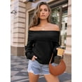 thumbnail image 2 of Womens Off The Shoulder Sweater Oversized Batwing Sleeve Loose Pullover Sweaters Tops, 2 of 13