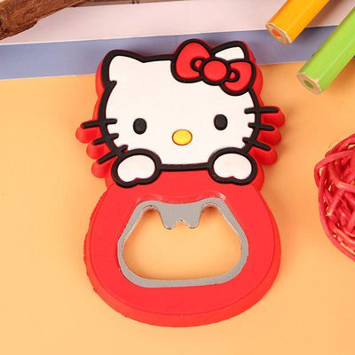 Abridor de botellas de cerveza de aleación de Zinc, accesorios de Hello Kitty, lindo imán de nevera, dibujos animados de Anime, joyería, Gadget de cocina