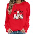 thumbnail image 2 of XSMGTUI Halloween Women's Crew Neck Sweatshirt Long Sleeve Loose Fit Fall Ghost Fall Pumpkin Fashion Tendy Casual Cute Vintage Graphic Soft Comfortable, 2 of 6