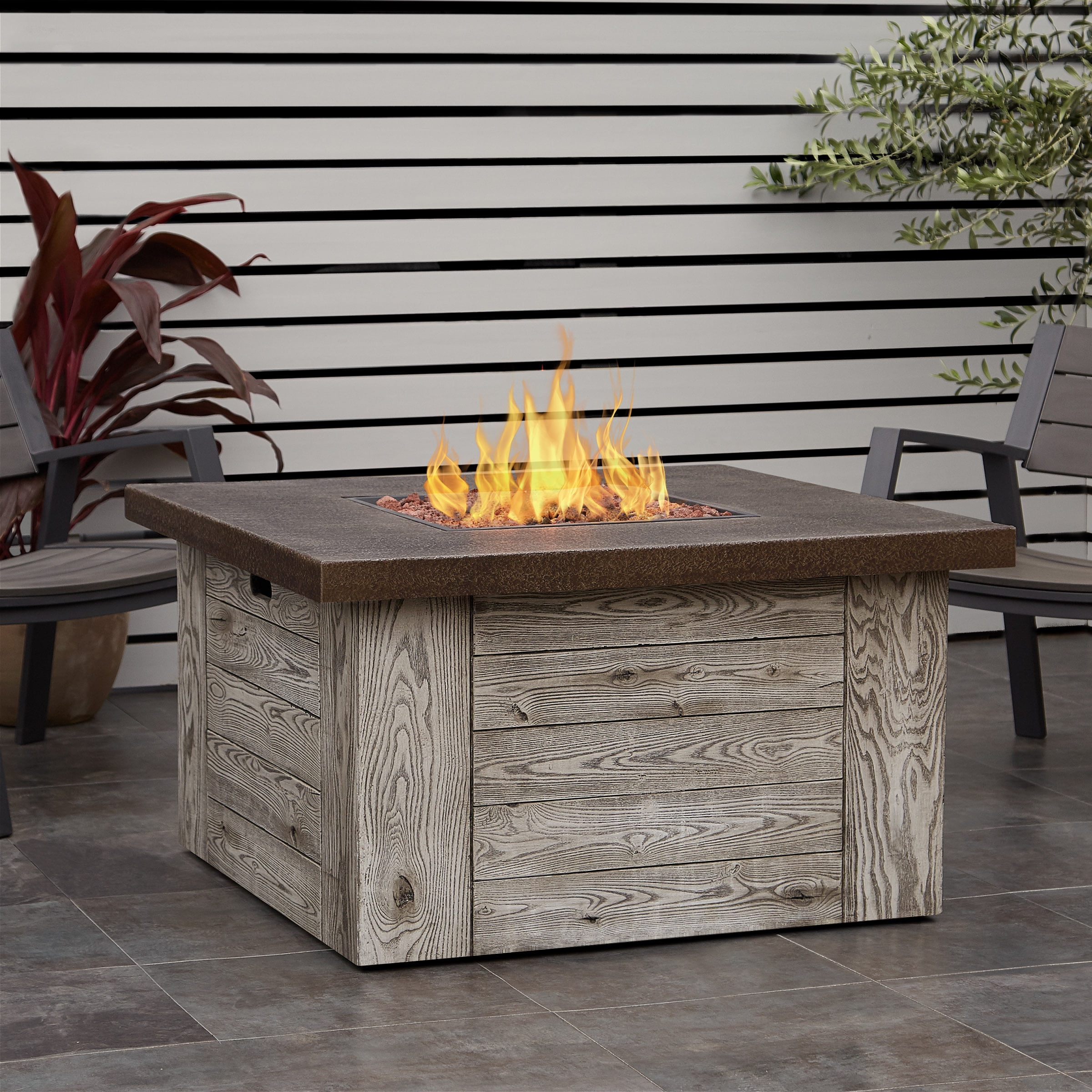 Forest Ridge Propane Fire Table In Weathered Gray With Natural Gas Forest Ridge Propane Fire Table In Weathered Gray With Natural Gas Conversion Kit By Real Flame Com