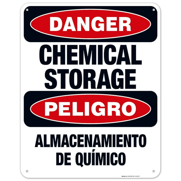 Chemical Storage Bilingual Sign, OSHA Danger Sign,