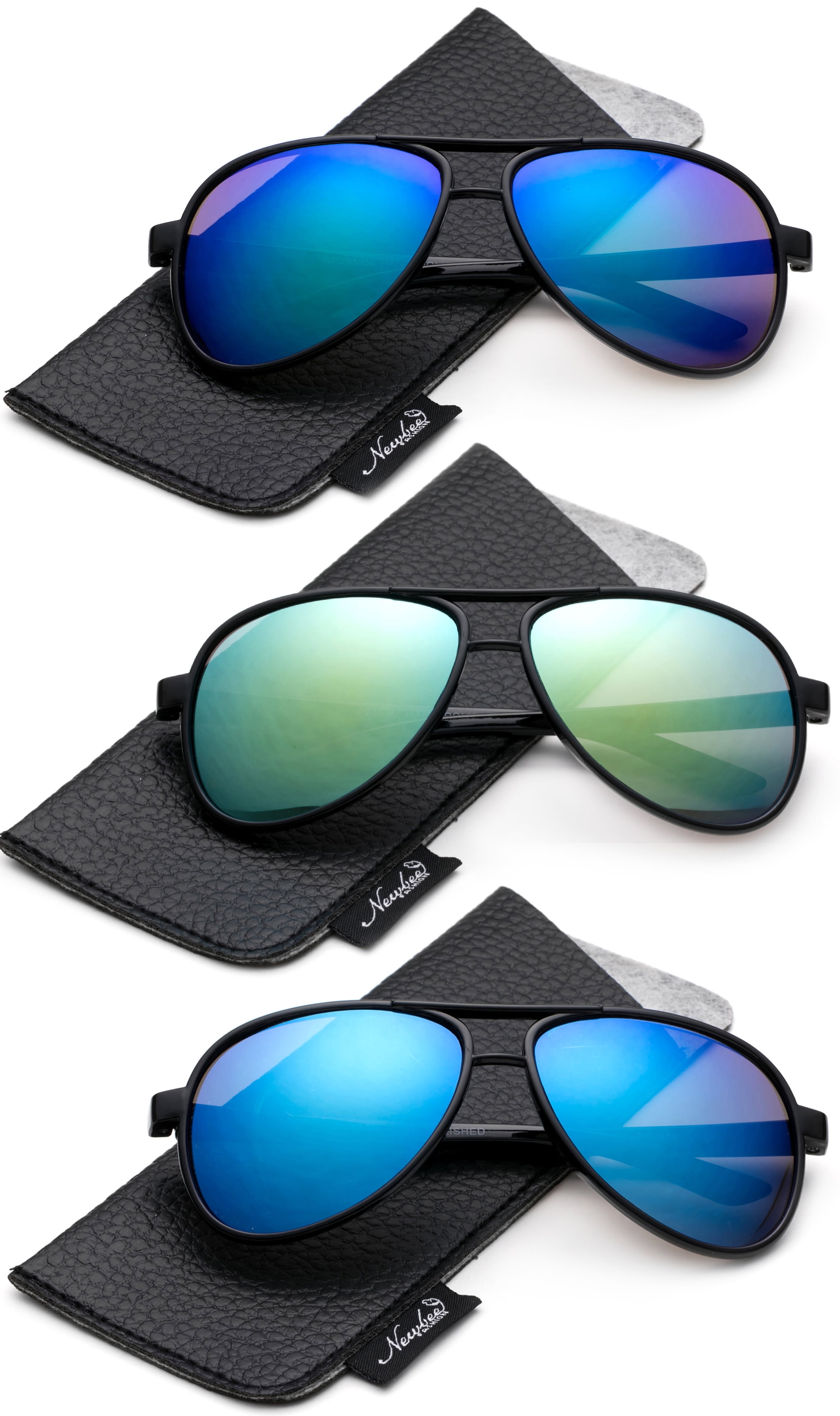 3 Pack Kids Girls Boys Aviator Sunglasses Flash Lens