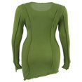thumbnail image 4 of Femmes Y2k Été Bodycon Mini Robe Manches Longues Patchwork Couleur Unie Asymétrique Robe Vert M, 4 of 8