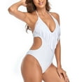 thumbnail image 6 of Plus size Swimsuits Women's One-Piece Padded Plus Size Overlay Print Bikini Swimsuit White M(M), 6 of 9