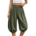 thumbnail image 5 of Vhkiploz Summer Board Shorts for Women's Pleated Everyday Bermuda Shorts Solid Color Beachwear Elastic Hem Wide Leg Running Shorts, 5 of 9