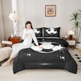 thumbnail image 4 of Homewish Teens Sport Soccer 2pcs Bedding Comforter Set,Graffiti Splash Twin Comforter Sets,Black White Breathable Bedding Set,Lightweight Room Decor,Reversible, 4 of 8
