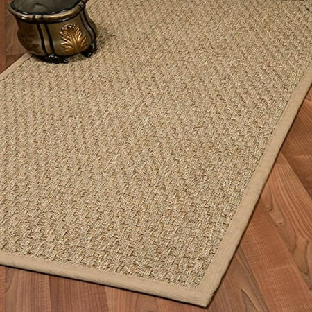 Sea Grass Rug NaturalAreaRugs Optimum Seagrass Rug - Sage/Khaki, Hand Crafted, Cotton Border, Non-Slip Latex Backing, 2' x 3' ()