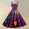 thumbnail image 2 of Valentines Day Sleeveless Vintage Dress Heart Print Pattern Casual A-line Midi Summer Dresses Vermilion L, 2 of 5