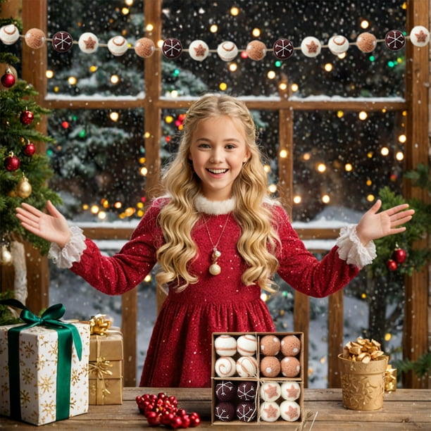 Juego de Bolas Colgantes Navideñas | Adornos de Lana y Poliéster Multicolor de 12 Cm | Decoración para Árbol de Navidad, Acción de Gracias, Otoño, San Valentín, Guirnaldas y Coronas