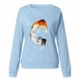 thumbnail image 3 of Clearance-Sale Cute Tops for Women Long Sleeve Round Neck Going Out Tops Fashion Lovely Kitten Printing Ribbed Breathable Softy Loose Blouse Daily Oversized Shirts for Women（Sky Blue,M）, 3 of 7