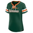 thumbnail image 2 of Women's Fanatics  Green Miami Hurricanes Iconic Athena Lace-Up T-Shirt, 2 of 3