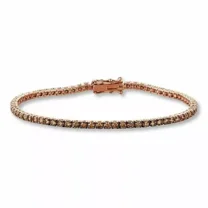 Gaspara Tennis Bracelet for Women's- 925 Sterling Silver- Round Cut- Brown Quartz