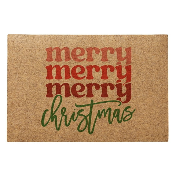 Personalization Mall Merry Merry Christmas 18x27 Faux Coir Doormat