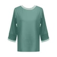 thumbnail image 3 of TYGHBN Women's Casual Color Block Ribbed Crew Neck Top Womens Athletic Shirts Short Sleeve Long Sleeve Spandex Shirt Women Apparel Short Casual T Shirts Women Running Long Sleeve Shirt Women Long, 3 of 3