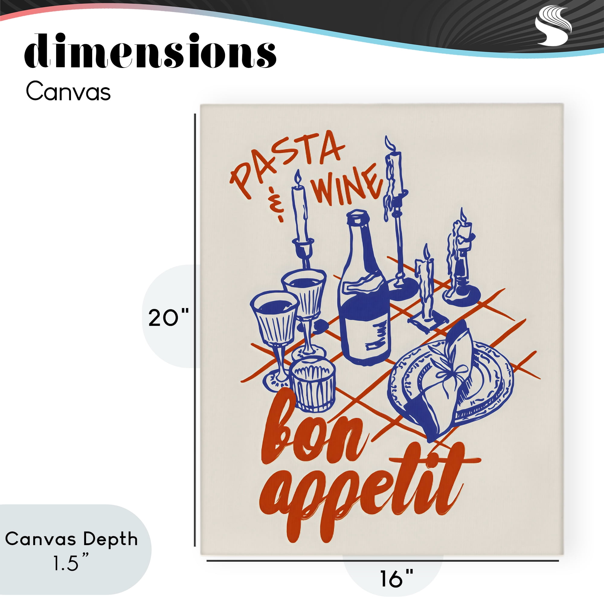 Stupell Industries Pasta & Wine Bon Appetit Canvas Wall Art, design by The Prints Vibe