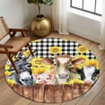 thumbnail image 2 of Round Rug 7Ft Washable Non-Slip, Farmhouse Pig Cow Wooden Circle Area Rugs for Living Room Bedroom, Black White Buffalo Plaid Indoor Floor Mats Carpet Runner for Home Decor Aesthetic, 2 of 8