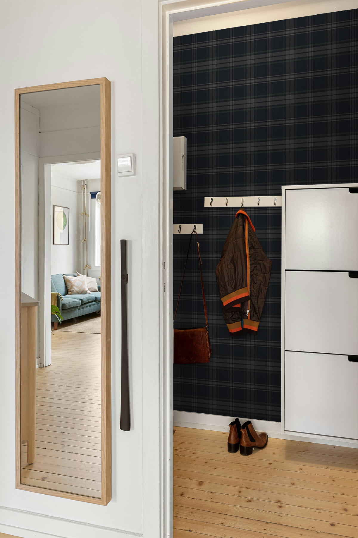 Nextwall Dark Blue & Evergreen Sennehill Plaid Peel And Stick Wallpaper - 20.5 in. W x 18 ft. L Roll